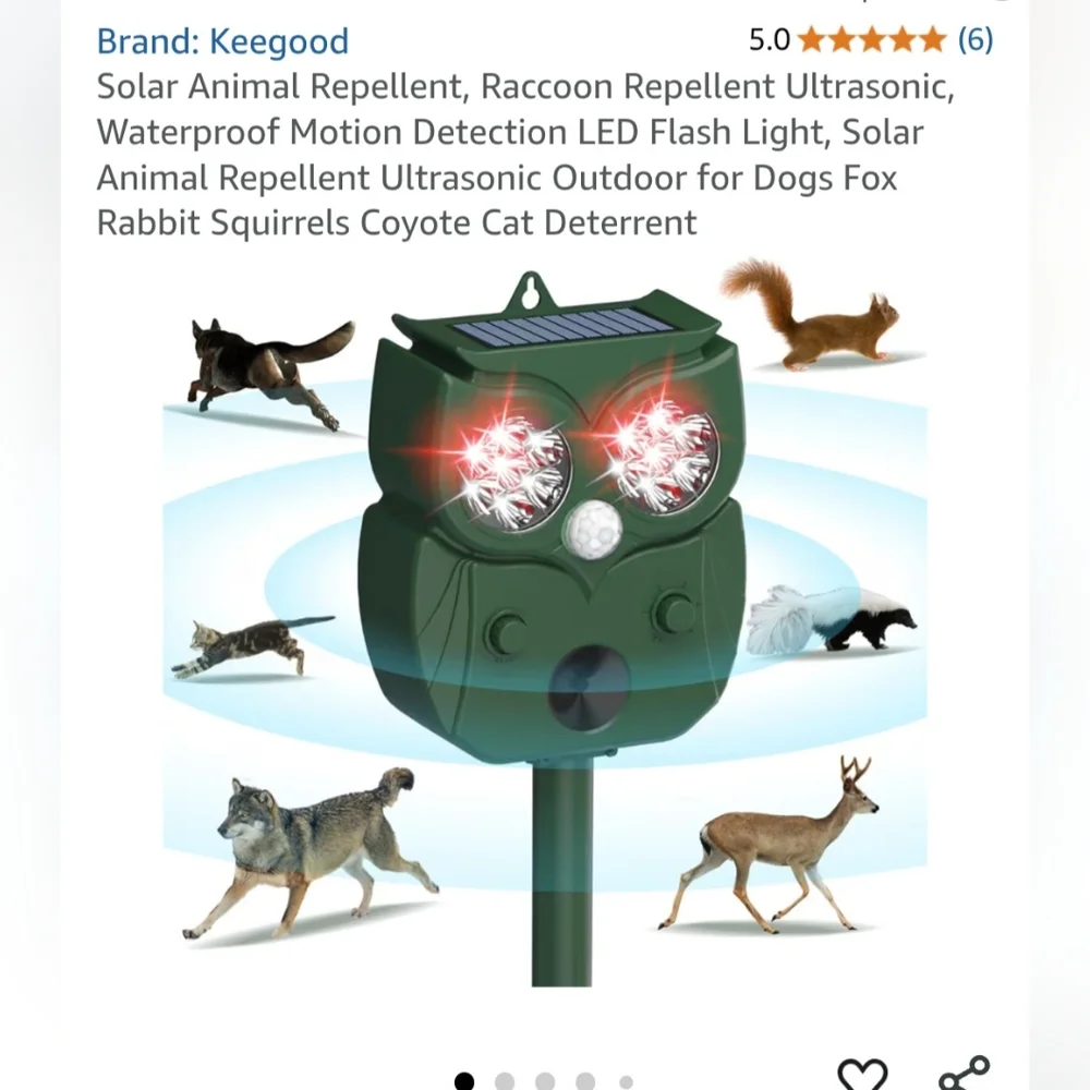 Solar Powered Ultrasonic Animal Repeller - Green